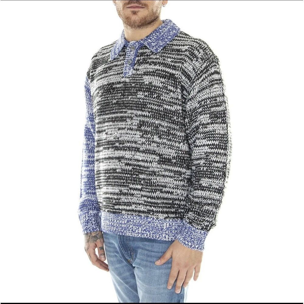 NWT OBEY Carter Sweater Polo Black Multi Color‎ Sz Large
